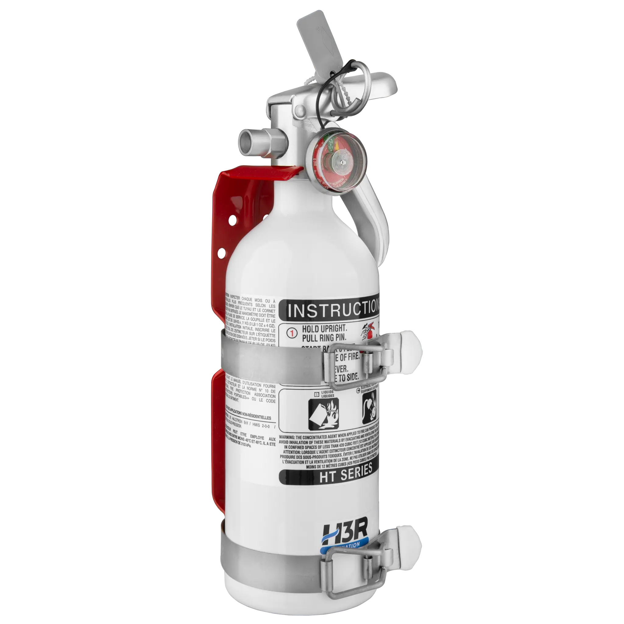 A537TS – 1.79 lb. Halotron BrX HT Series Ground Support Fire Extinguisher with Vehicle Bracket