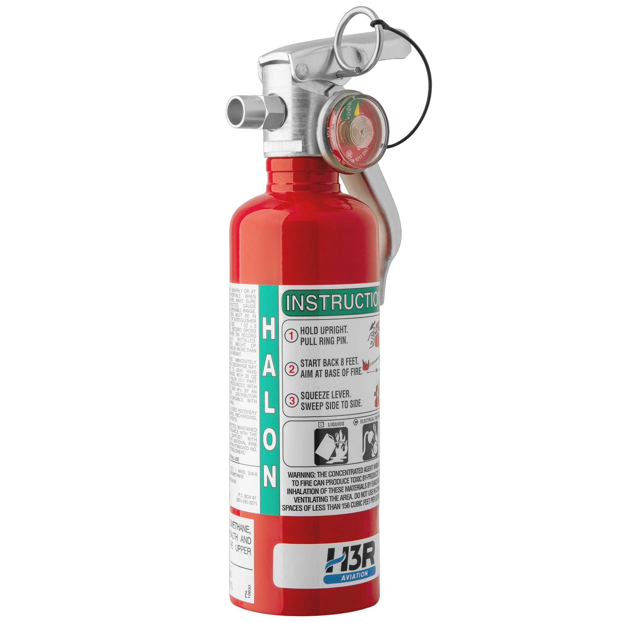 H3R Aviation model A344T - 1.25 lb. Halon Fire Extinguisher