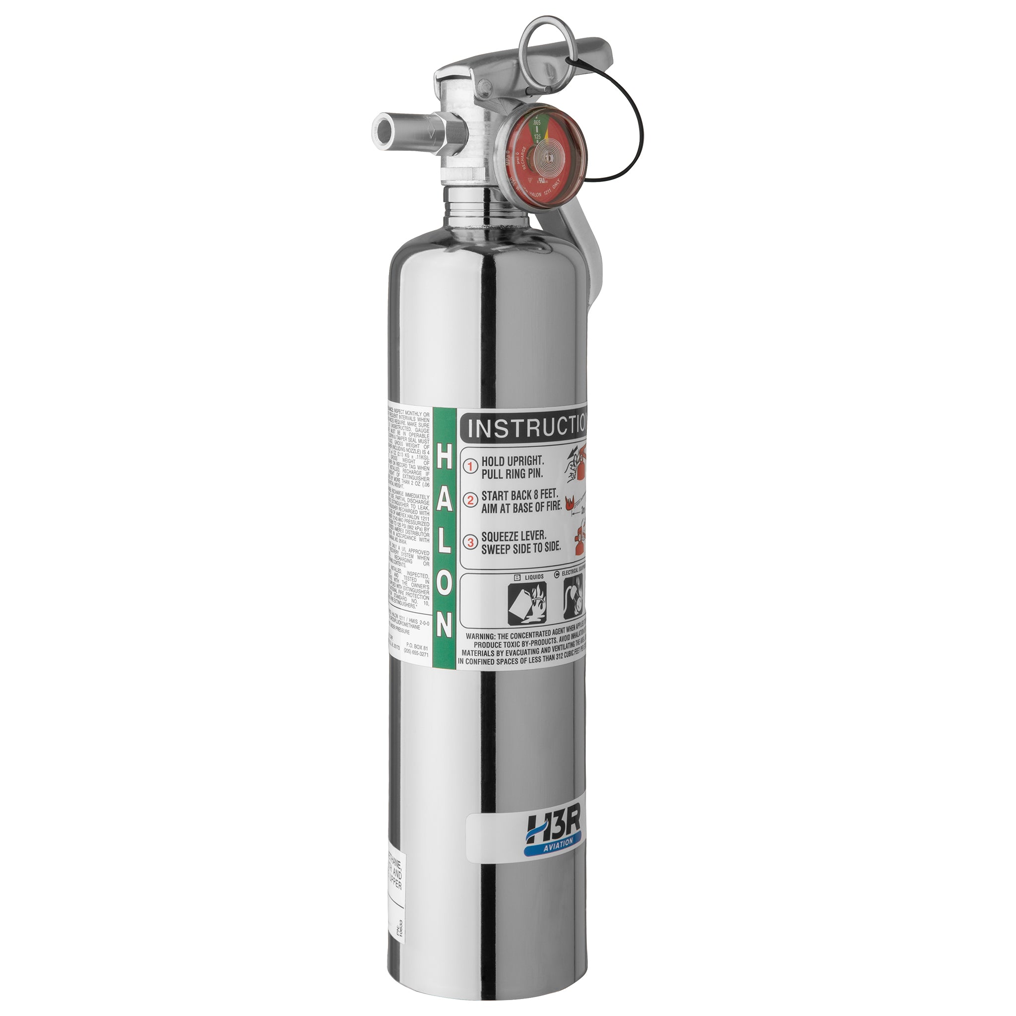 Chrome halon fire extinguisher