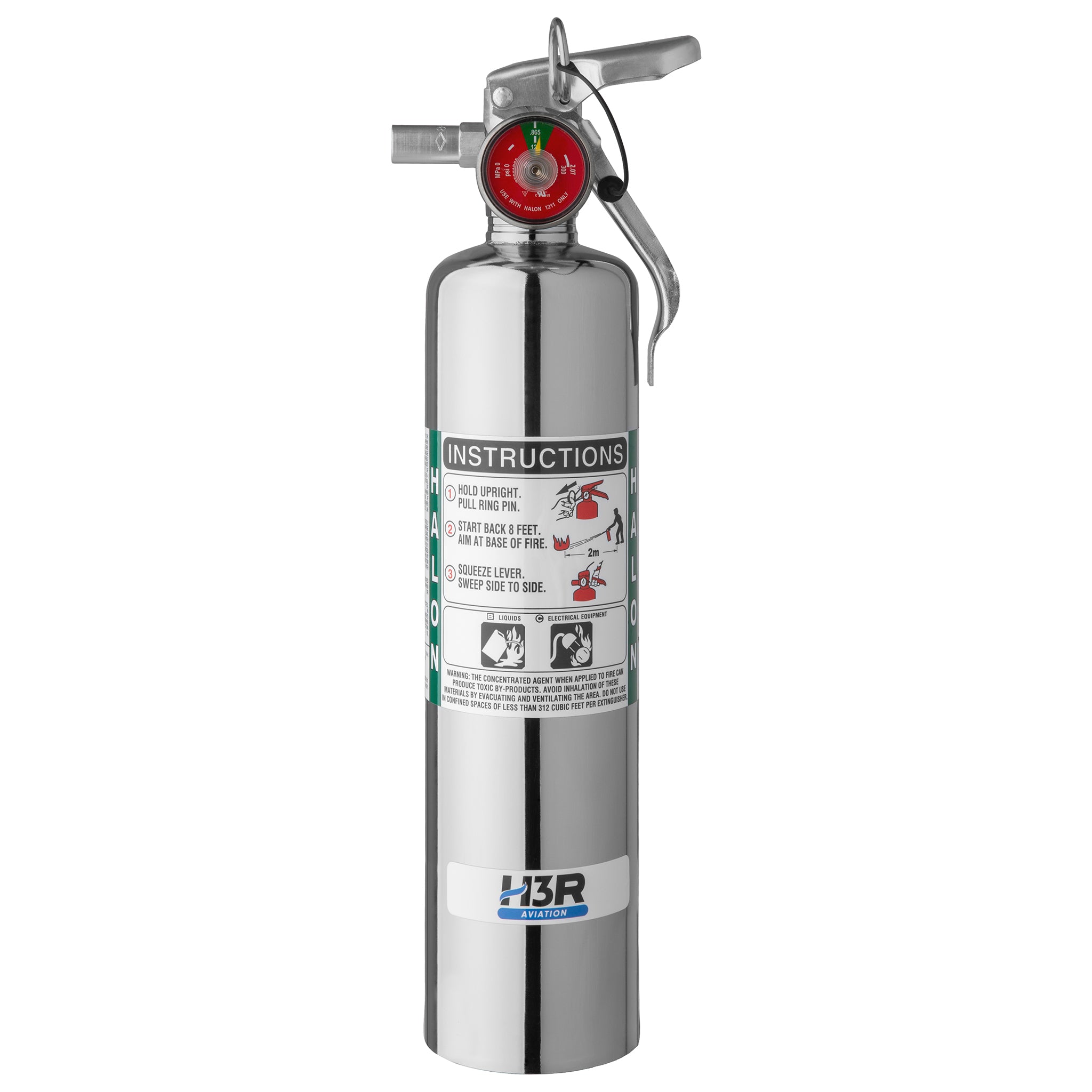 Chrome halon fire extinguisher